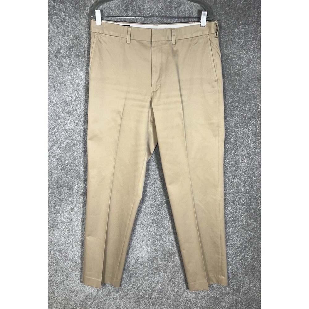 Lands End Traditional Fit Chino Pants Mens Size 34x33 Khaki Tan Cotton 5 Pocket